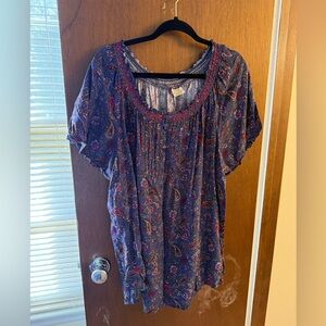 Faded Glory Blue and Pink Floral Blouse size 3X